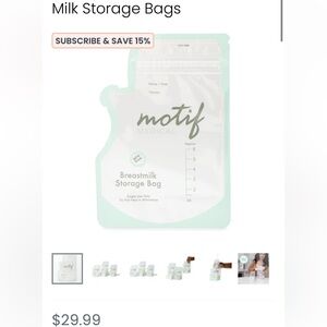 Motif breast milk storage bags